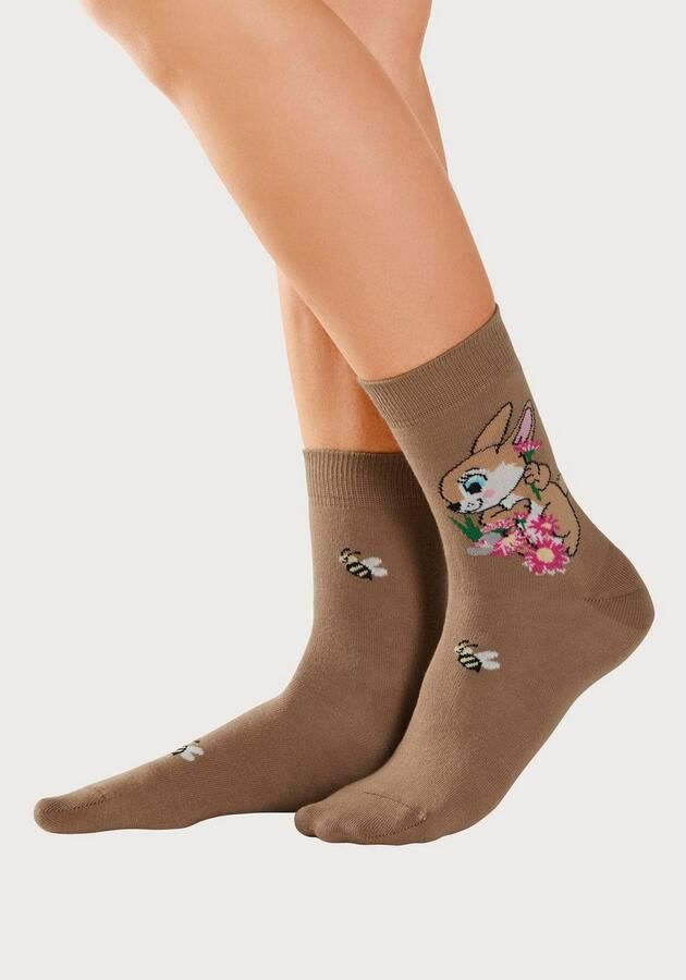 H.I.S Basic sokken met konijnenmotieven (set 5 paar) - Foto 6