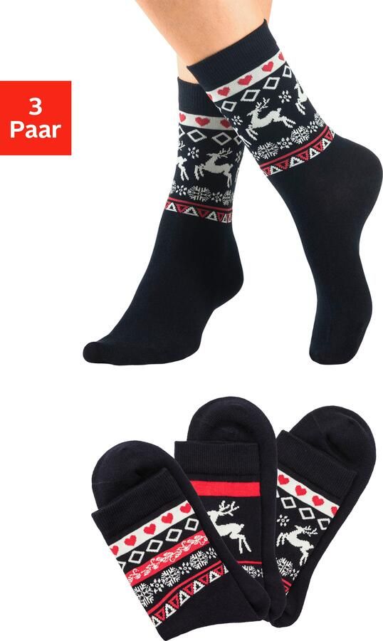 H.I.S Basic sokken met wintermotieven (set 3 paar) - Foto 7