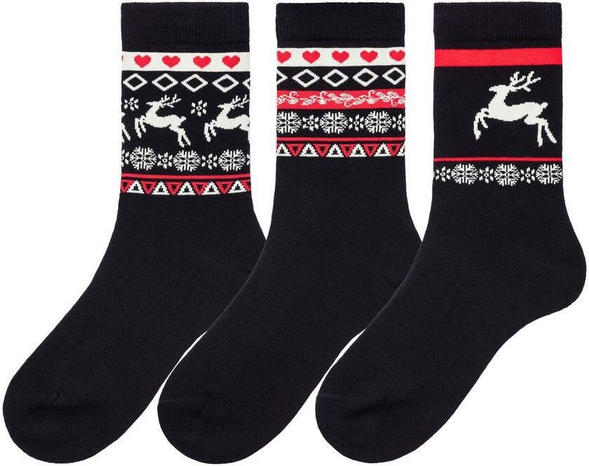 H.I.S Basic sokken met wintermotieven (set 3 paar) - Foto 3