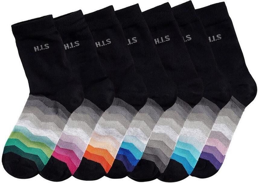 H.I.S Basic sokken met zwarte schacht (set 7 paar) - Foto 3