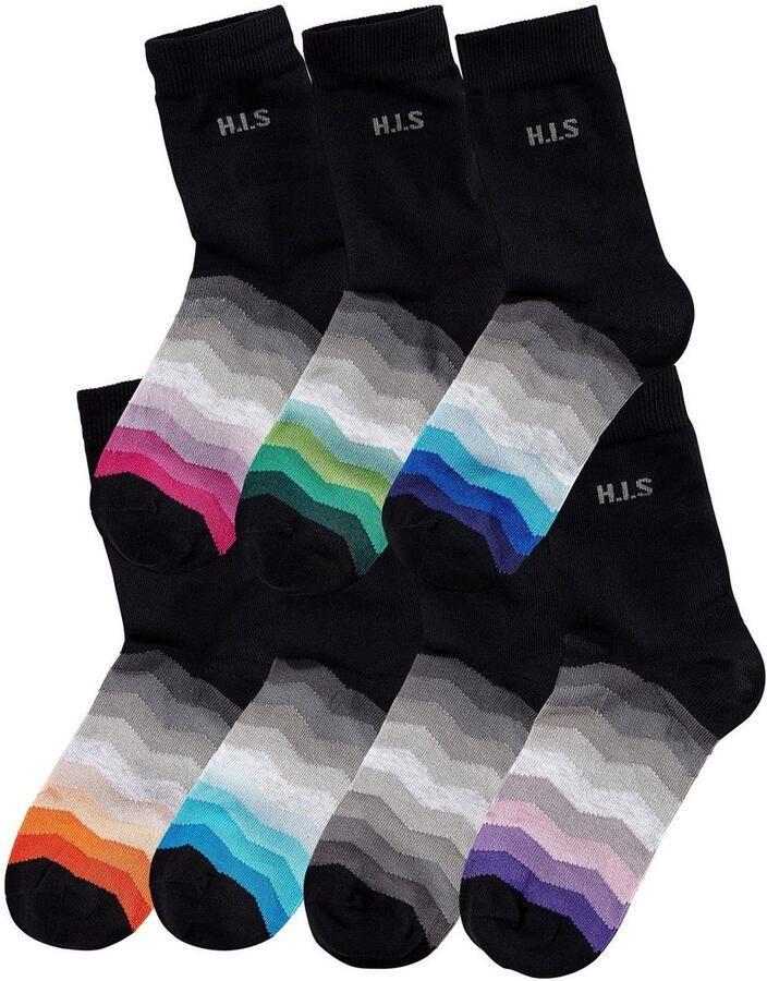 H.I.S Basic sokken met zwarte schacht (set 7 paar) - Foto 2