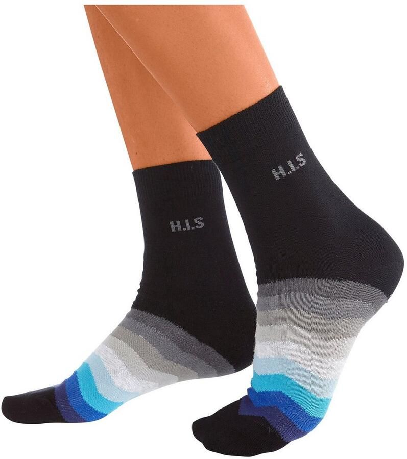 H.I.S Basic sokken met zwarte schacht (set 7 paar)