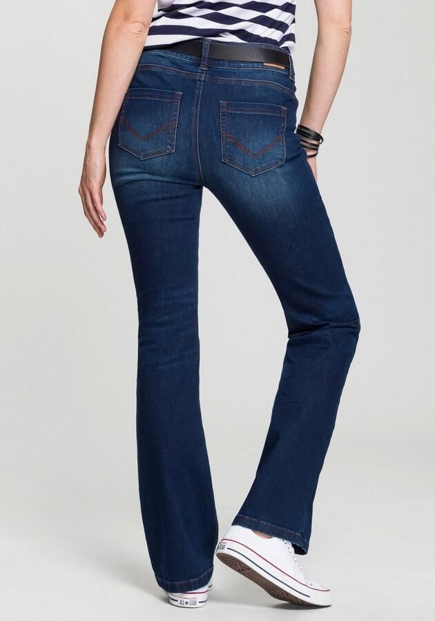 H.I.S Bootcut jeans High waist hoge taille bootcut met used-effecten ook in lange maten - Foto 3