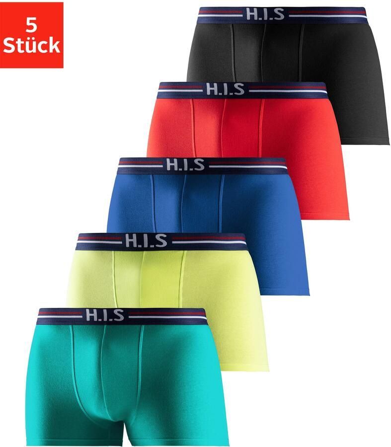 H.I.S Boxershort voor heren met strepen en logo in de band (set 5 stuks) - Foto 6