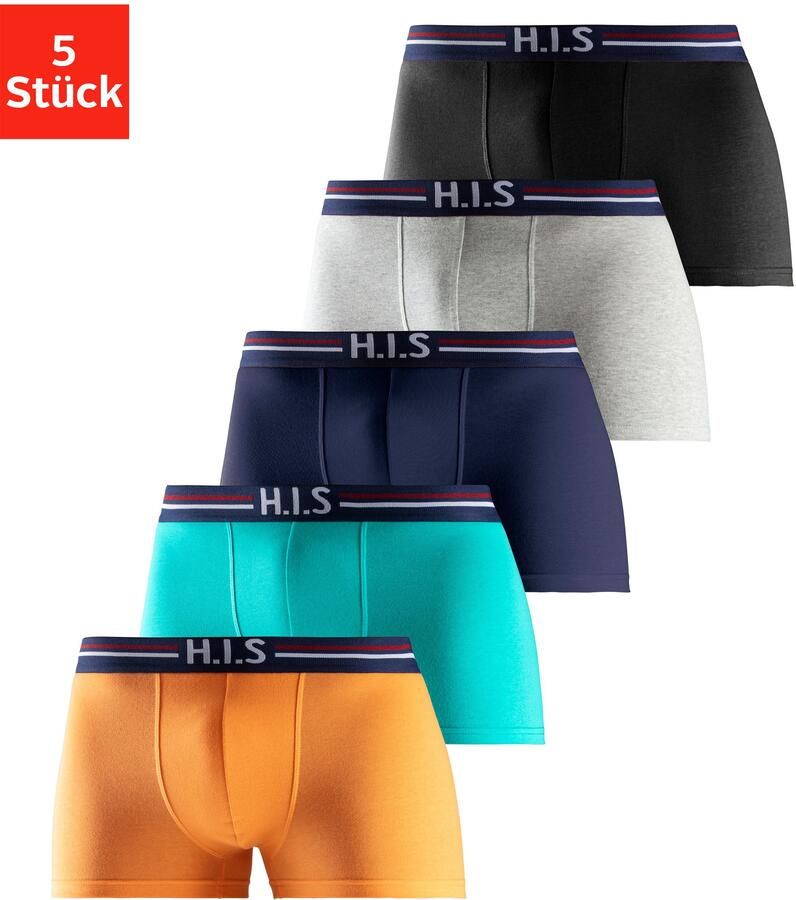 H.I.S Boxershort voor heren met strepen en logo in de band (set 5 stuks) - Foto 6