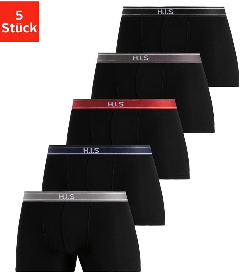H.I.S Boxershort voor heren met strepen en logo op de band (set 5 stuks) - Foto 4