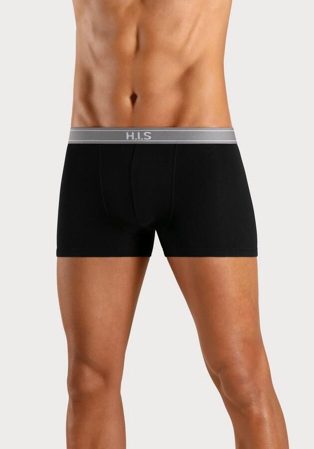 H.I.S Boxershort voor heren met strepen en logo op de band (set 5 stuks)