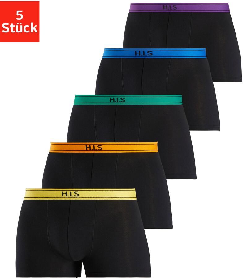 H.I.S Boxershort voor heren met strepen en logo op de band (set 5 stuks) - Foto 6