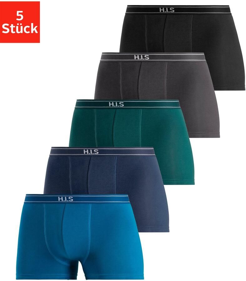 H.I.S Boxershort voor heren met strepen en logo op de band (set 5 stuks) - Foto 6