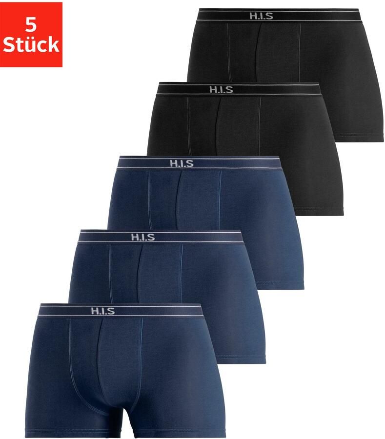 H.I.S Boxershort voor heren met strepen en logo op de band (set 5 stuks) - Foto 6