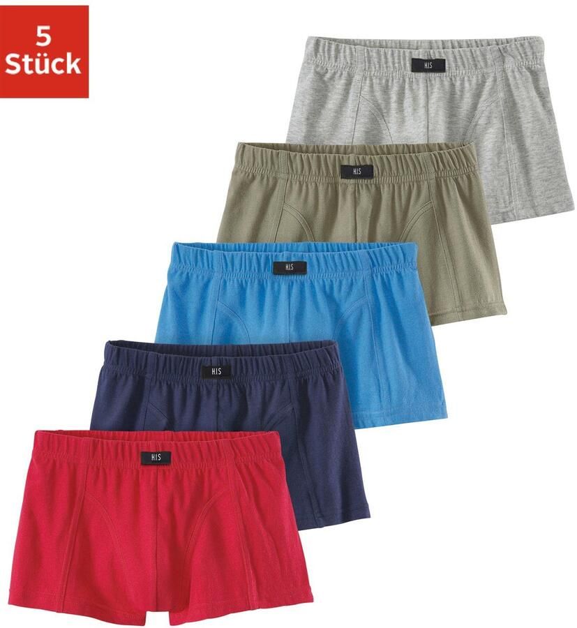 H.I.S Boxershort voor jongens kleur gesorteerd of alleen zwart (set 5 stuks)