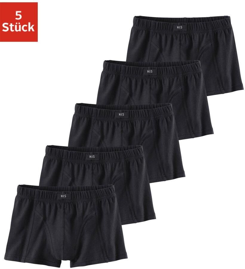 H.I.S Boxershort voor jongens kleur gesorteerd of alleen zwart (set 5 stuks)