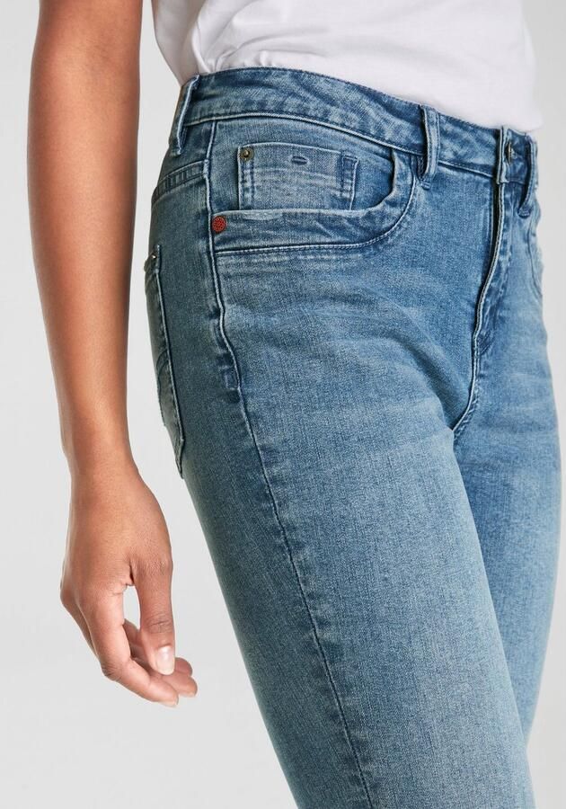 H.I.S Capri jeans smalle broekpasvorm opgerolde pijpafsluitingen hoge taille - Foto 3