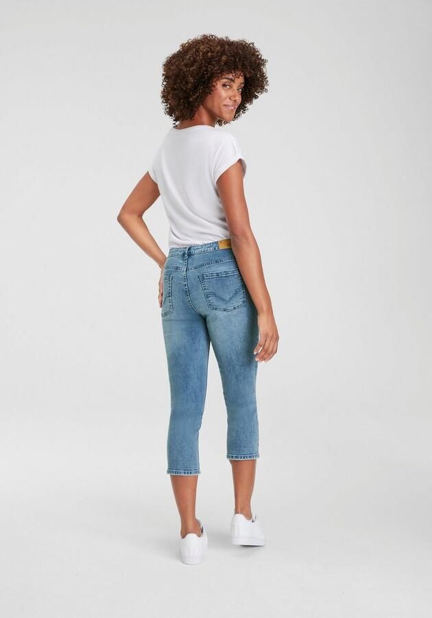 H.I.S Capri jeans smalle broekpasvorm opgerolde pijpafsluitingen hoge taille - Foto 5