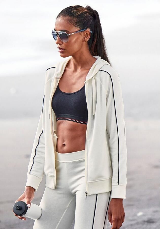 H.I.S Capuchonsweatvest met piping op de mouwen loungepak - Foto 6