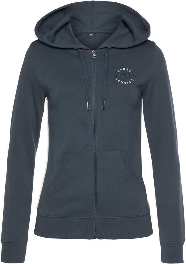H.I.S Capuchonsweatvest met zijpiping en kleine merkborduurwerk loungewear - Foto 4
