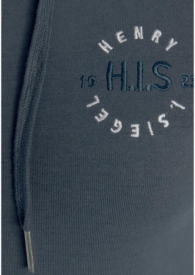 H.I.S Capuchonsweatvest met zijpiping en kleine merkborduurwerk loungewear