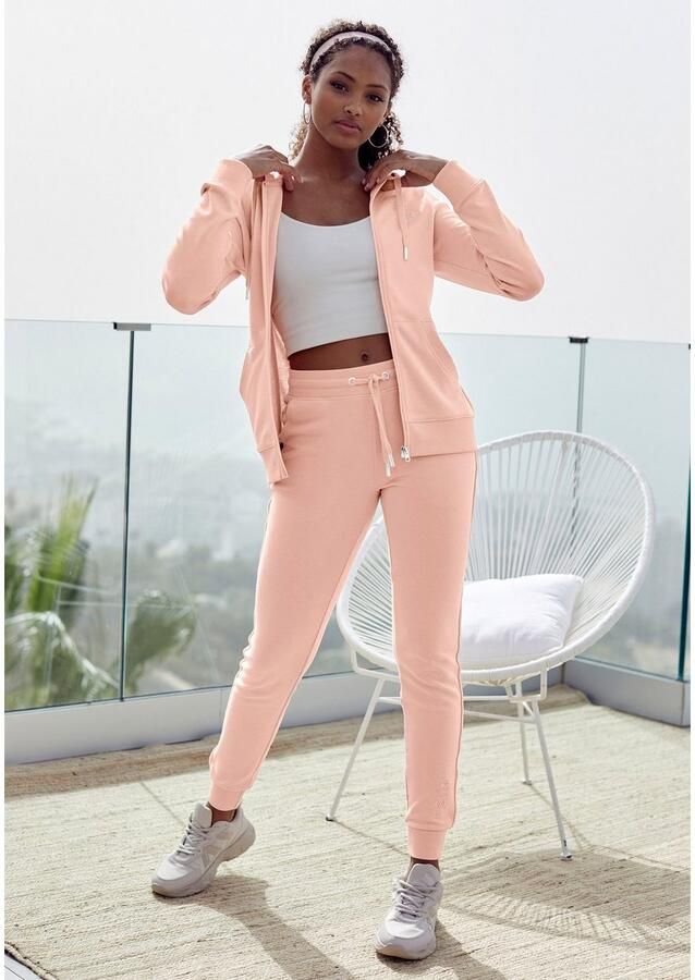 H.I.S Capuchonsweatvest met zijpiping en kleine merkborduurwerk loungewear