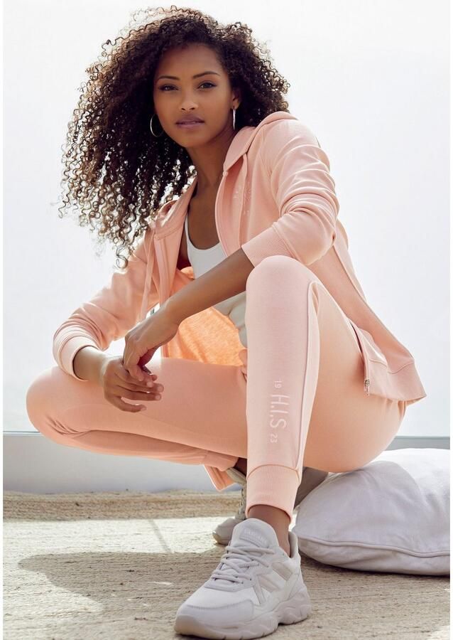 H.I.S Capuchonsweatvest met zijpiping en kleine merkborduurwerk loungewear - Foto 2