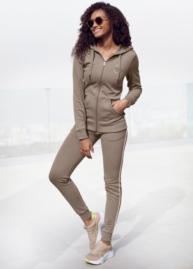 H.I.S Capuchonsweatvest met zijpiping en kleine merkborduurwerk loungewear - Foto 7