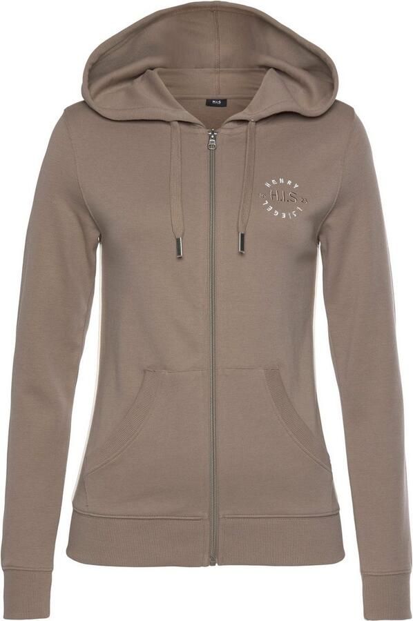 H.I.S Capuchonsweatvest met zijpiping en kleine merkborduurwerk loungewear - Foto 6