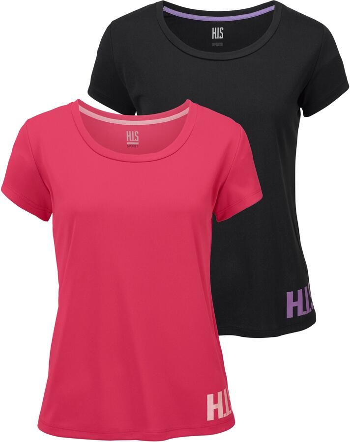 H.I.S Functioneel shirt figuuraccentuerende snit sportieve look met trendy logoprint (Set van 2) - Foto 7