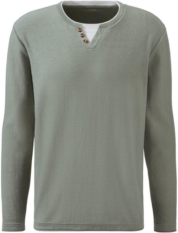H.I.S Gebreide trui Pullover met hoogwaardige halsafwerking in double-layer look