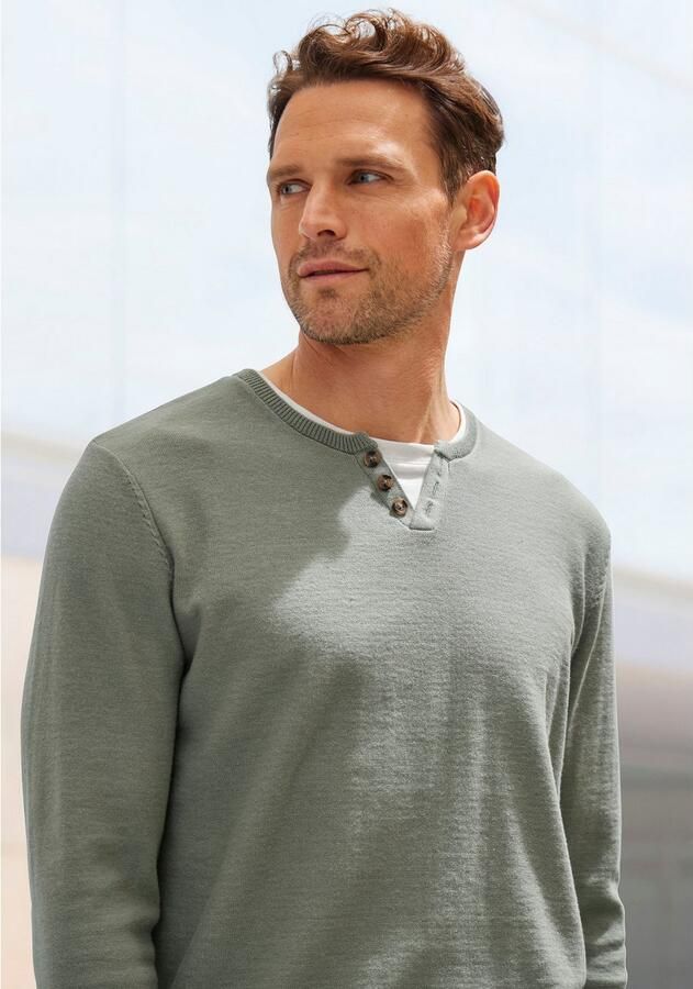 H.I.S Gebreide trui Pullover met hoogwaardige halsafwerking in double-layer look - Foto 3