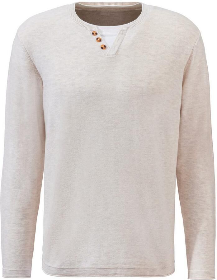 H.I.S Gebreide trui Pullover met hoogwaardige halsafwerking in double-layer look