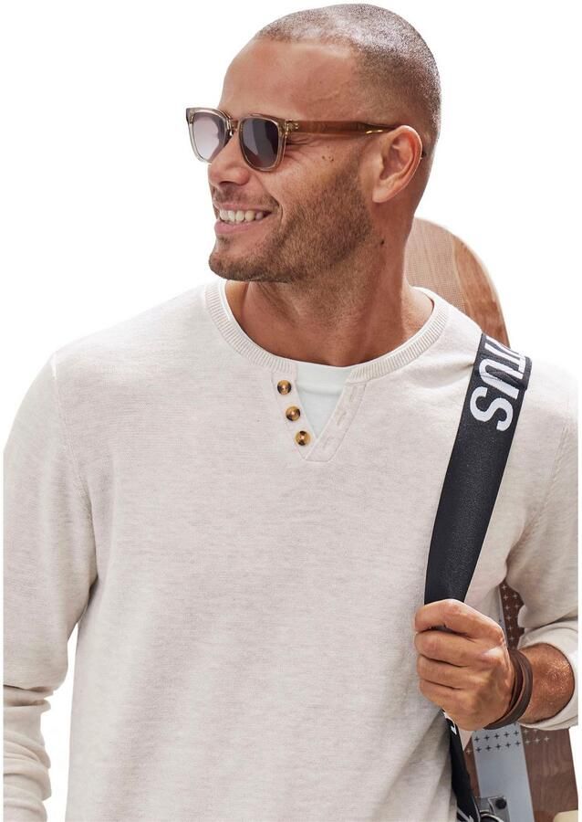 H.I.S Gebreide trui Pullover met hoogwaardige halsafwerking in double-layer look - Foto 2