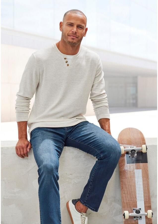 H.I.S Gebreide trui Pullover met hoogwaardige halsafwerking in double-layer look - Foto 3