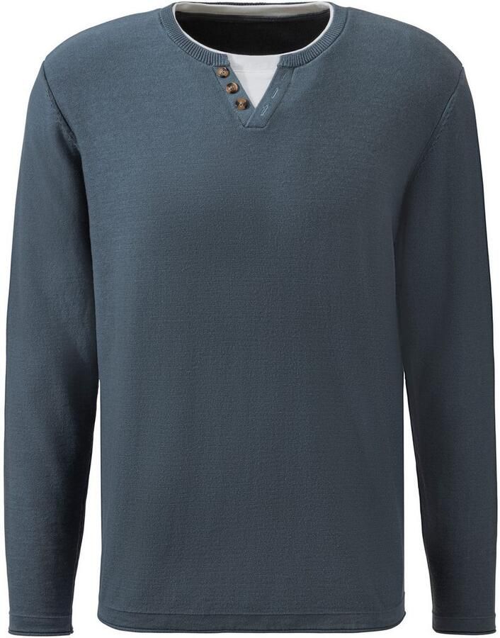 H.I.S Gebreide trui Pullover met hoogwaardige halsafwerking in double-layer look