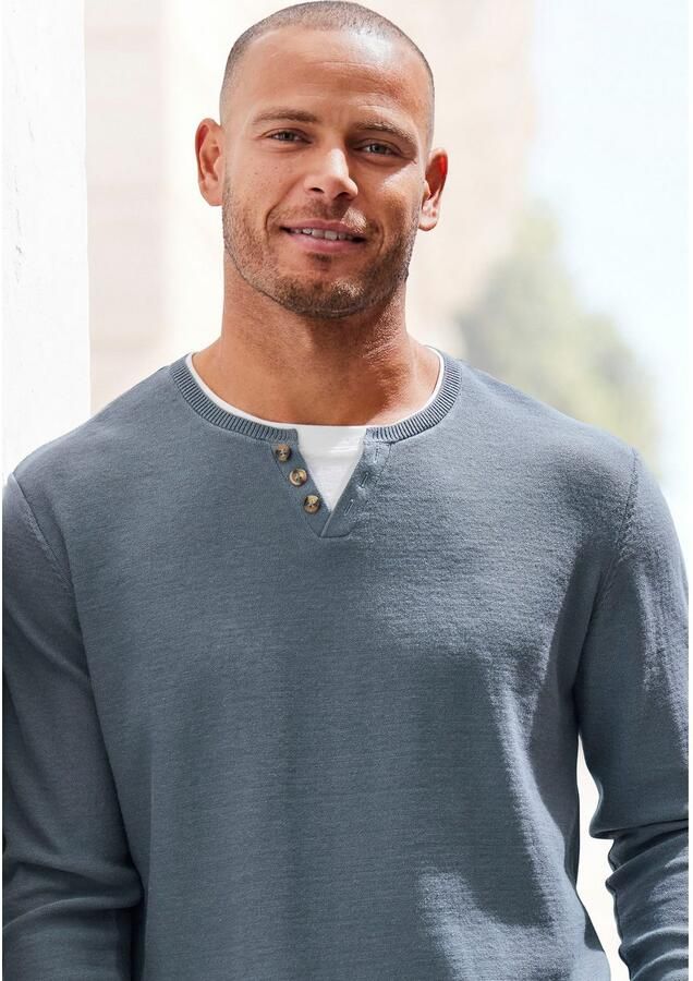 H.I.S Gebreide trui Pullover met hoogwaardige halsafwerking in double-layer look - Foto 2