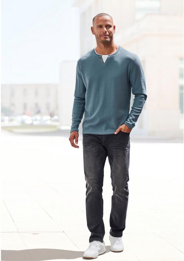 H.I.S Gebreide trui Pullover met hoogwaardige halsafwerking in double-layer look - Foto 3