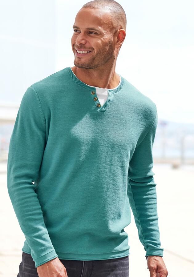 H.I.S Gebreide trui Pullover met hoogwaardige halsafwerking in double-layer look - Foto 6