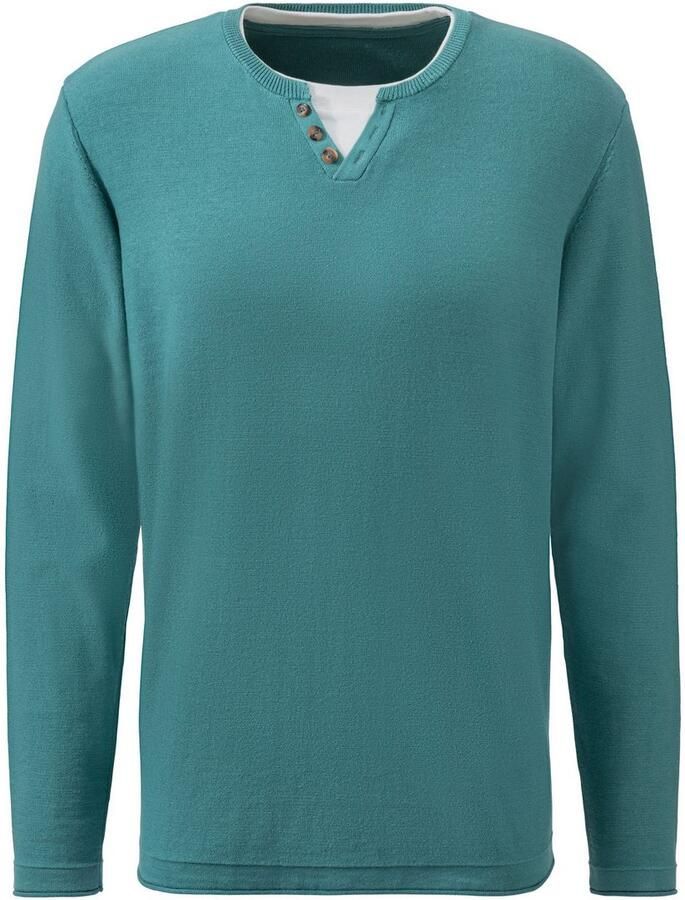 H.I.S Gebreide trui Pullover met hoogwaardige halsafwerking in double-layer look