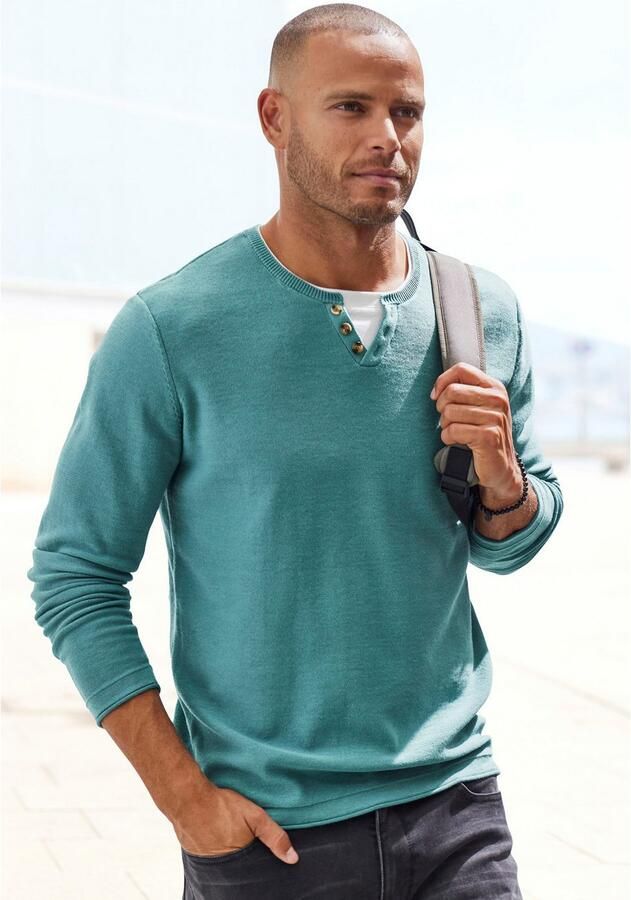 H.I.S Gebreide trui Pullover met hoogwaardige halsafwerking in double-layer look - Foto 4