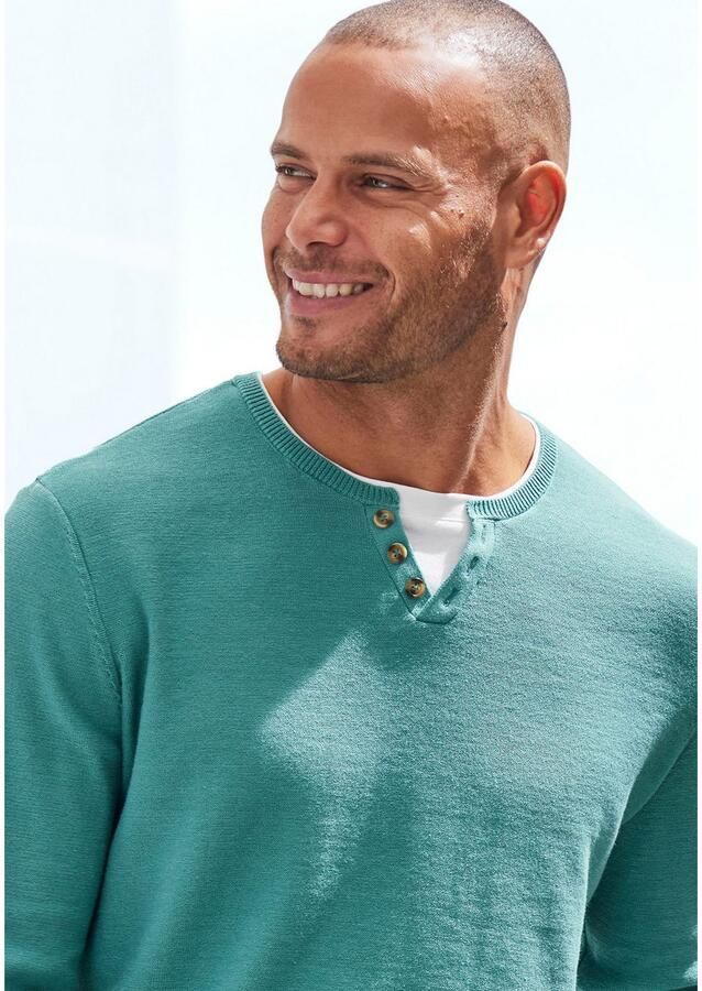 H.I.S Gebreide trui Pullover met hoogwaardige halsafwerking in double-layer look - Foto 2