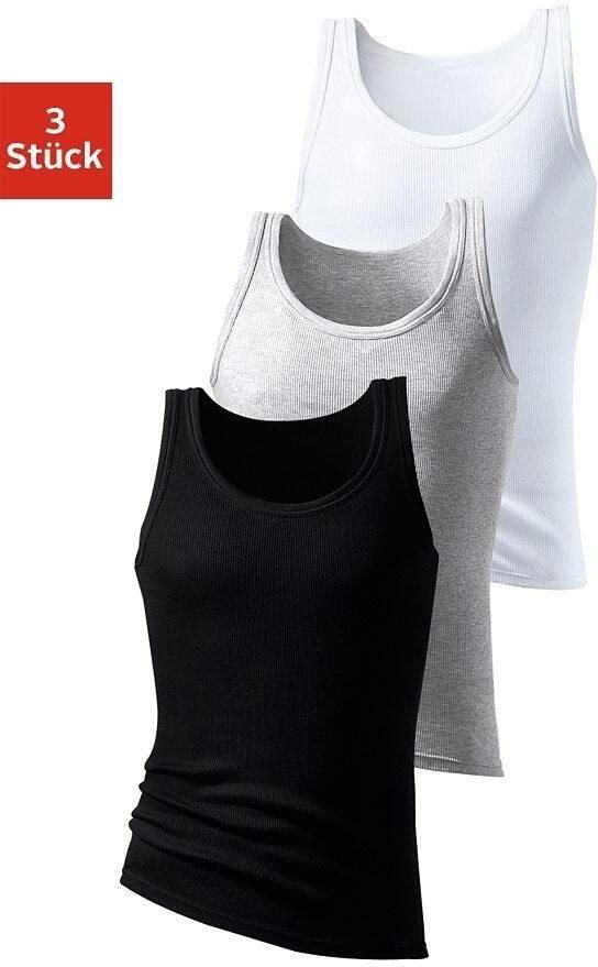 H.I.S Hemd Dubbel rib tanktop in een zachte katoenkwaliteit (set 3 stuks)