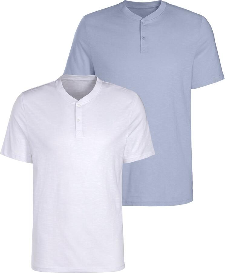 H.I.S Henleyshirt Korte mouwen shirt met Henley-kraag gestructureerde katoen (set 2) - Foto 5