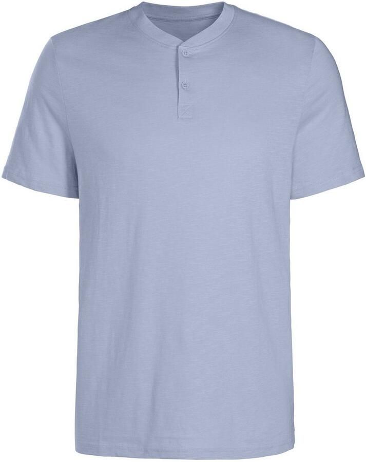 H.I.S Henleyshirt Korte mouwen shirt met Henley-kraag gestructureerde katoen (set 2)