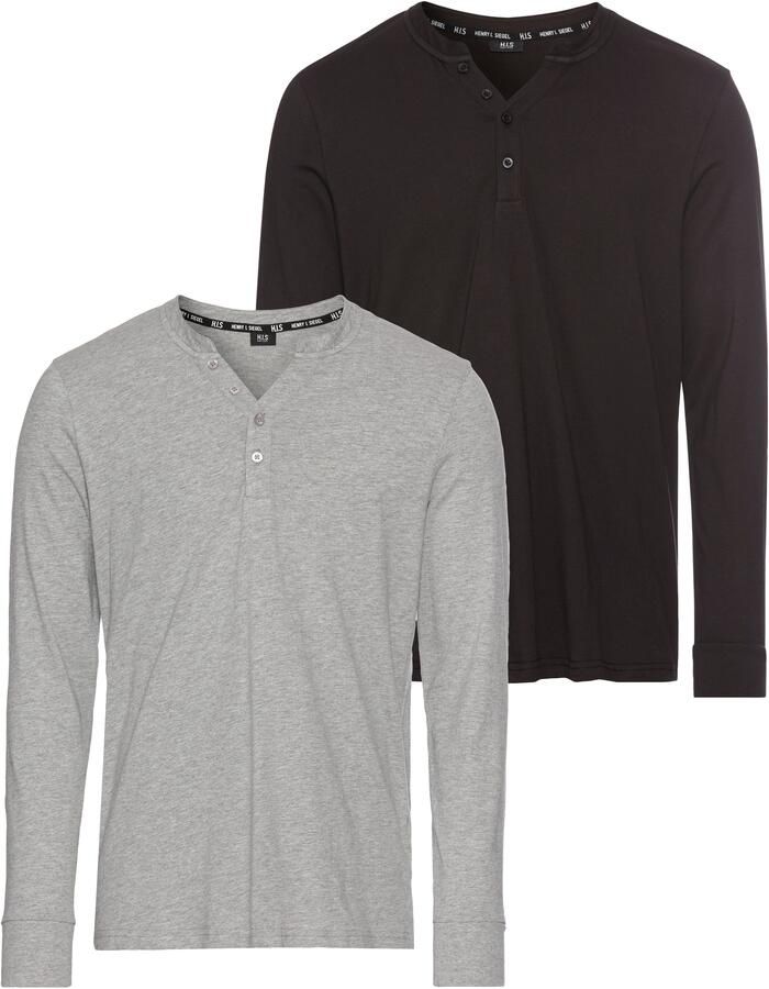 H.I.S Henleyshirt met knoopsluiting (set 2-delig 2 stuks) - Foto 8