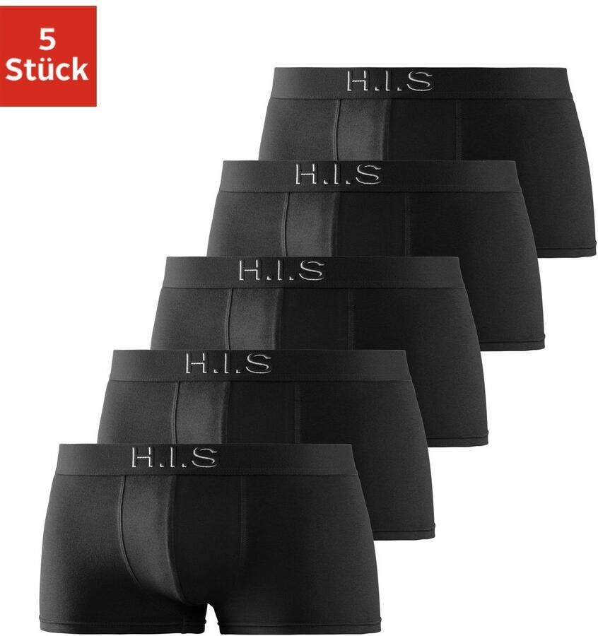 H.I.S Hipster strak zittende boxershorts aan de webband met logo-opdruk met 3d-effect (set 5 stuks) - Foto 8