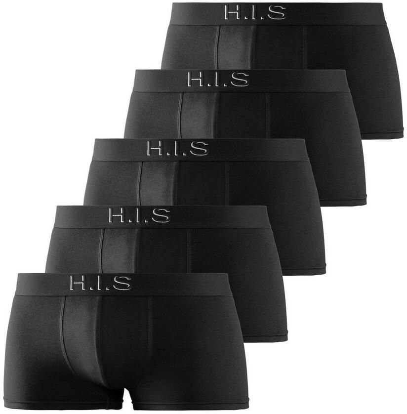 H.I.S Hipster strak zittende boxershorts aan de webband met logo-opdruk met 3d-effect (set 5 stuks)