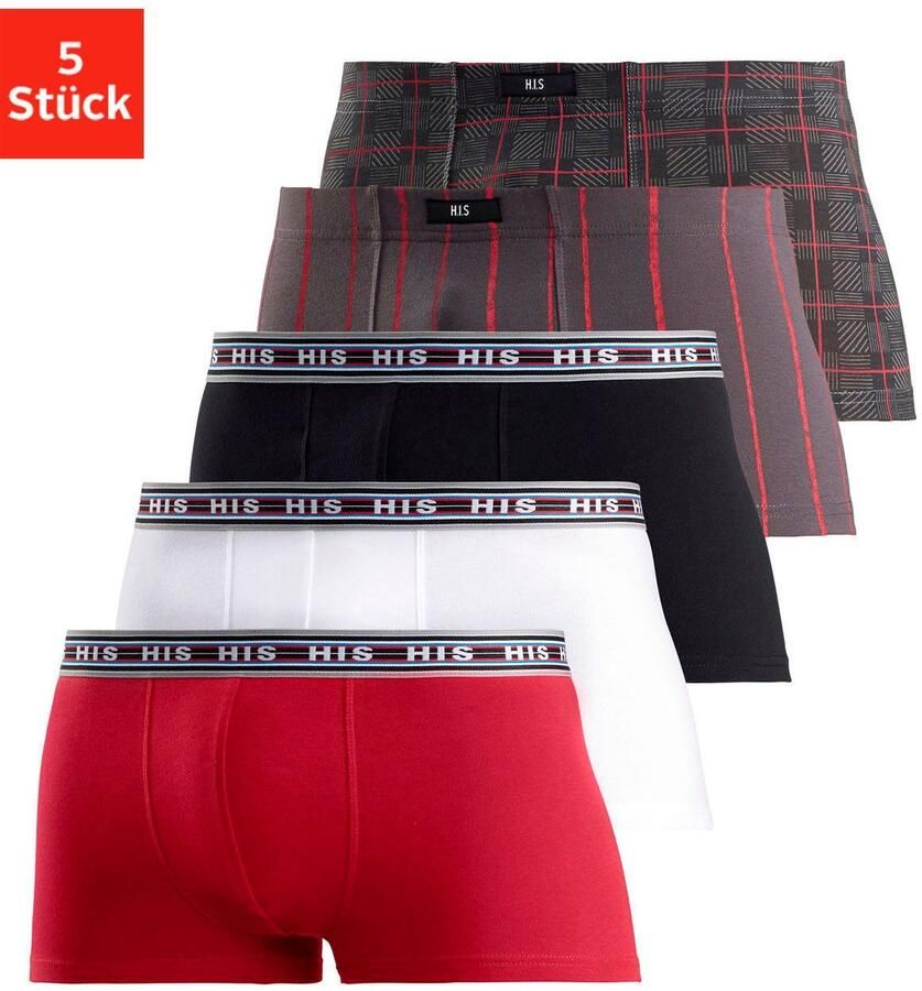 H.I.S Hipster strak zittende boxershorts van katoen-stretch (set 5 stuks) - Foto 6