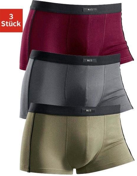 H.I.S Hipster strak zittende boxershorts van katoenmix (set 3 stuks) - Foto 2