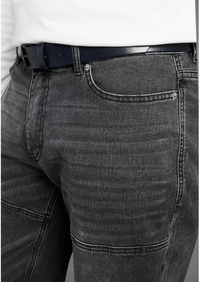 H.I.S Jeansbermuda HANTZ rechte broeksnit used-look met slijtage-effecten (set 2-delig Met een afneembare riem)