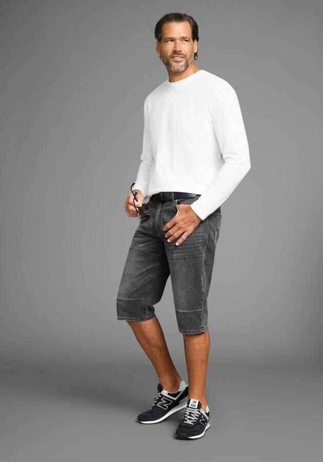 H.I.S Jeansbermuda HANTZ rechte broeksnit used-look met slijtage-effecten (set 2-delig Met een afneembare riem) - Foto 3