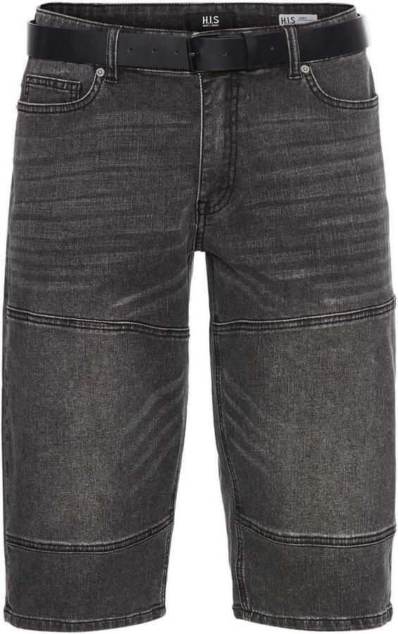 H.I.S Jeansbermuda HANTZ rechte broeksnit used-look met slijtage-effecten (set 2-delig Met een afneembare riem) - Foto 6
