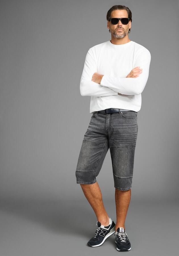 H.I.S Jeansbermuda HANTZ rechte broeksnit used-look met slijtage-effecten (set 2-delig Met een afneembare riem) - Foto 4